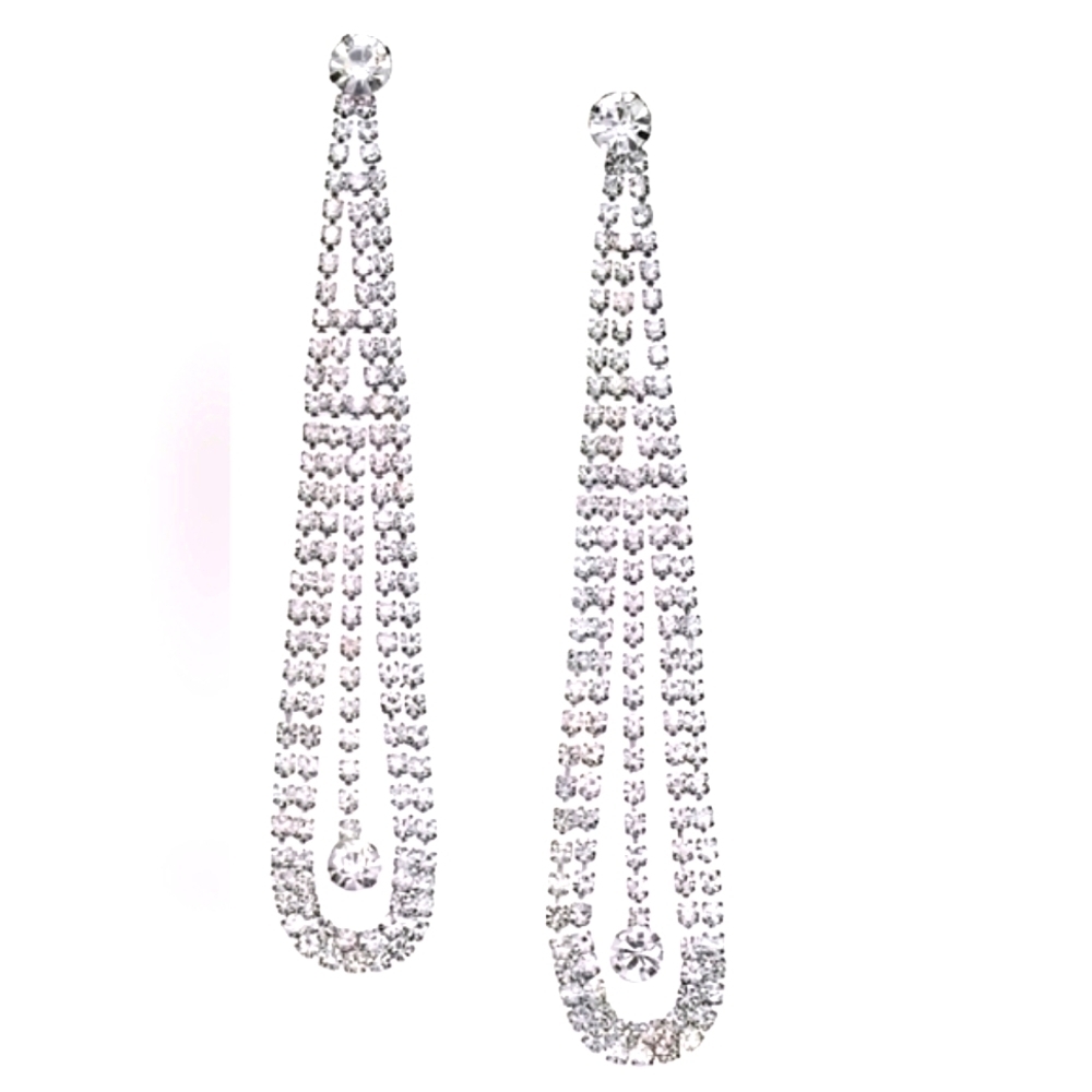 Silver-Tone Crystal Pendulum Drop Earrings,